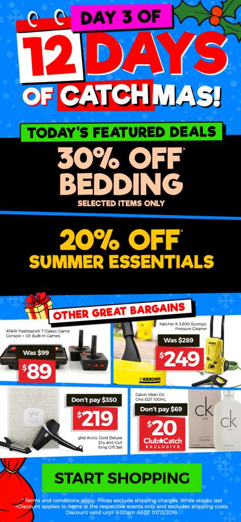 12 Days of CATCHmas: Day 3 – Get 30% OFF Bedding* + 20% OFF Summer Essentials