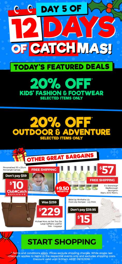 12 Days of CATCHmas: Day 5 – Get 20% OFF Kids’ Fashion & Footwear + 20% OFF Outdoor & Adventure Gear!