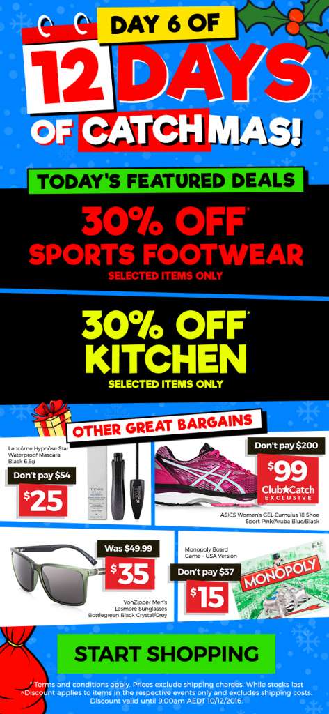 12 Days of CATCHmas: Day 6 – Get 30% OFF Sports Footwear + 30% OFF Kitchen Appliances