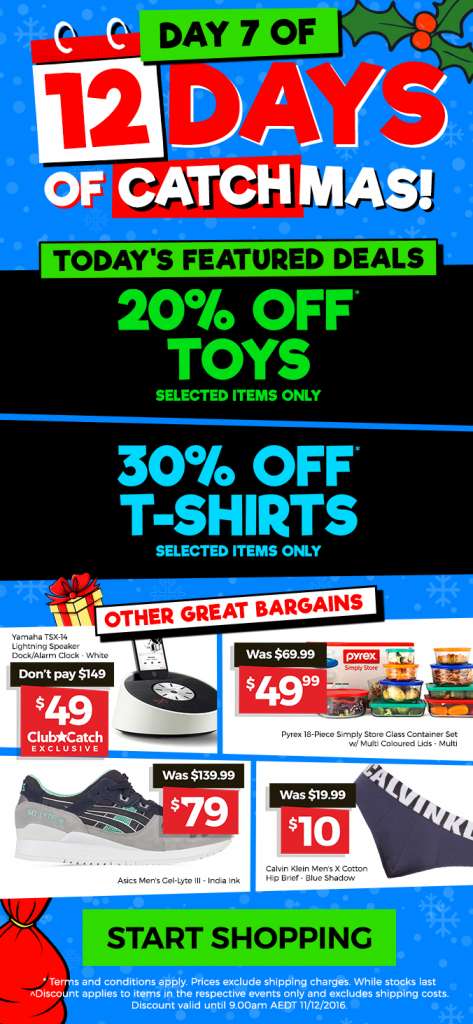 12 Days of CATCHmas: Day 7 – Get 20% OFF Toys, Books & more + 30% OFF T-Shirts