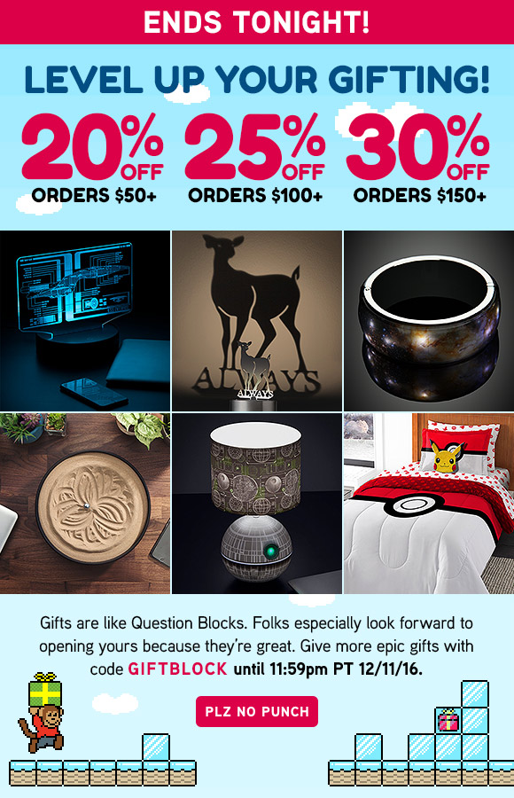 ThinkGeek’s here if you need a cuddle (+ 30% off your order ends tonight!)