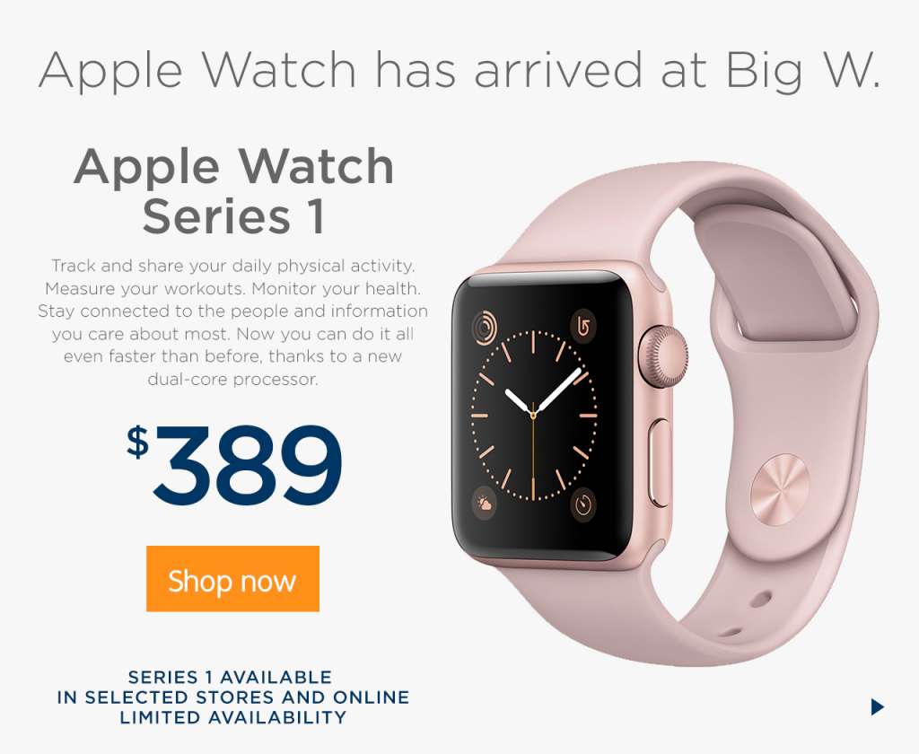 Give Big with Apple Watch at BIG W! $389.00