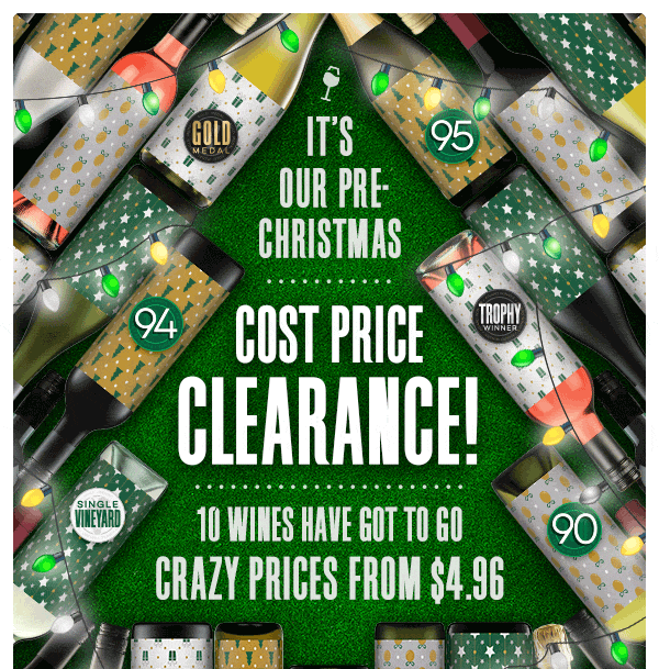 Pre X-mas Cost Price Clearance. 10 Wines That HAVE TO GO! 95pts, Gold, French & More.