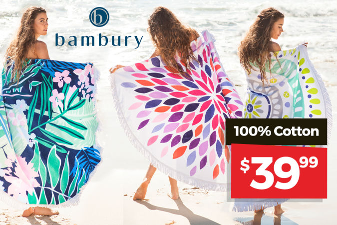 Bambury Round Beach Towels $39.99 | Antler Venice 3PC Luggage Set $299