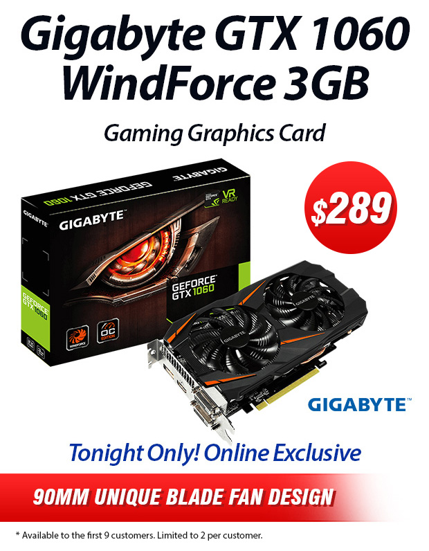 GTX 1060 3GB GPU $289 | Tartarus Chroma Keypad $79 | Laptop Specials | Plus More!