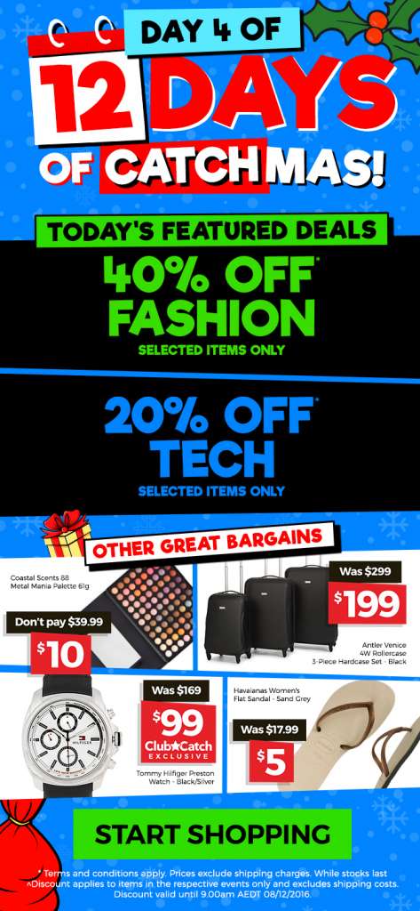 12 Days of CATCHmas: Day 4 – Get 40% OFF Fashion & 20% OFF Tech