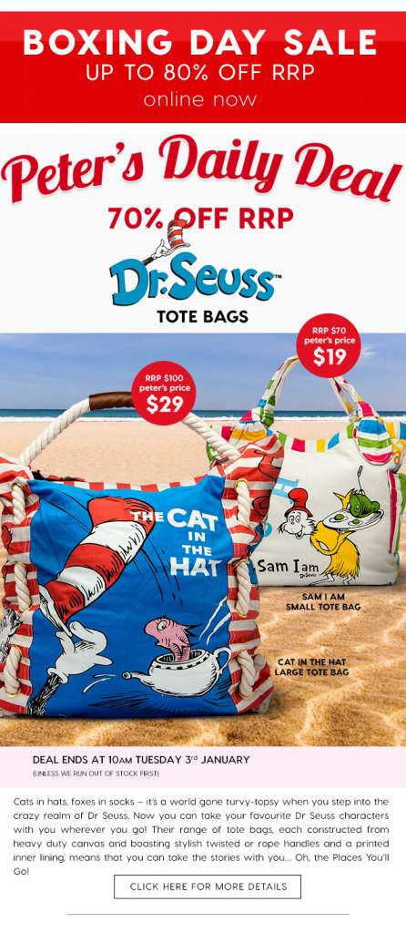 70% off Dr Seuss Tote Bags