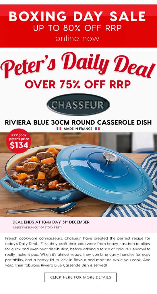 75% off Chasseur Riviera Blue 30cm Round Casserole Dish