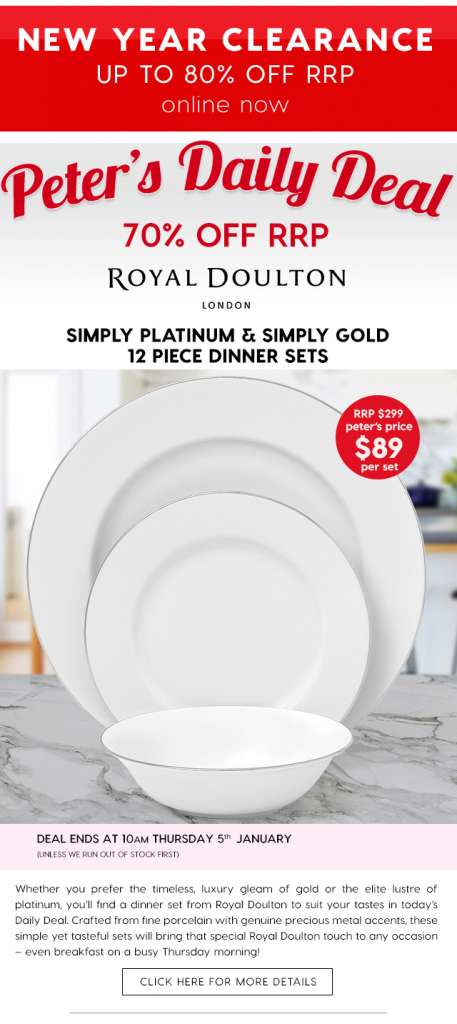 70% off Royal Doulton Simply Platinum & Simply Gold 12 Piece Dinner Sets