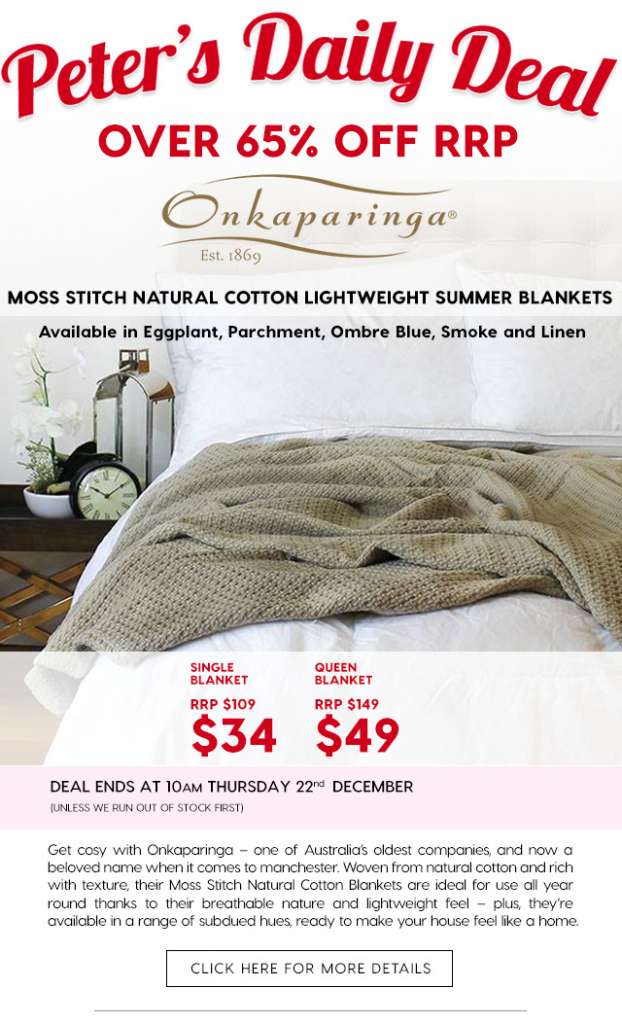 Over 65% off Onkaparinga Moss Stitch Natural Cotton Lightweight Summer Blankets