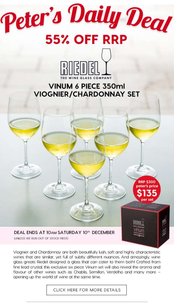 55% off Riedel Vinum 6 Piece 350ml Viognier/Chardonnay Set