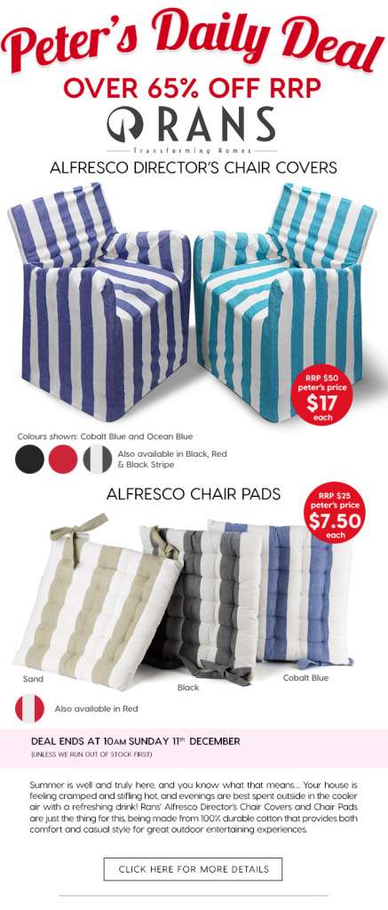 Over 65% Off Rans Alfresco Director’s Chair Covers & Chair Pads