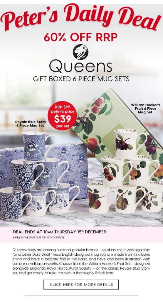 60% off Queens Gift Boxed 6 Piece Mug Sets