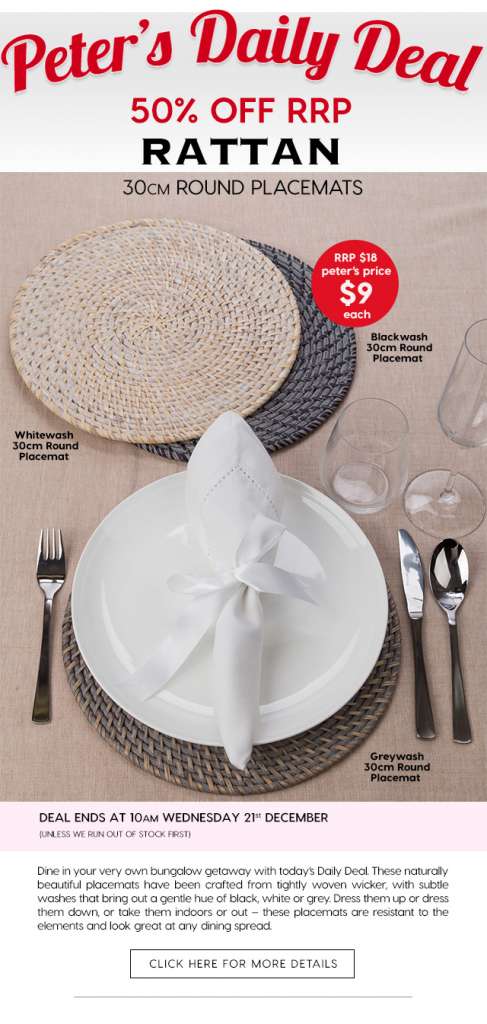 50% off Rattan 30cm Round Placemats