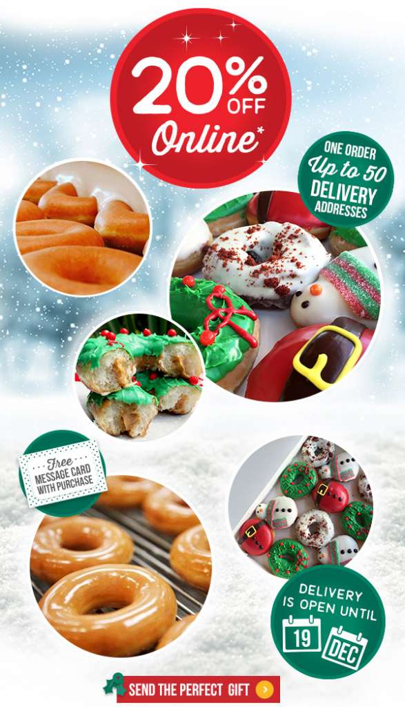 20% off doughnut delivery this Krispymas!