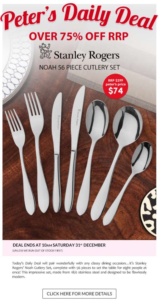 Over 70% off Stanley Rogers Noah 56 Piece Cutlery Sets