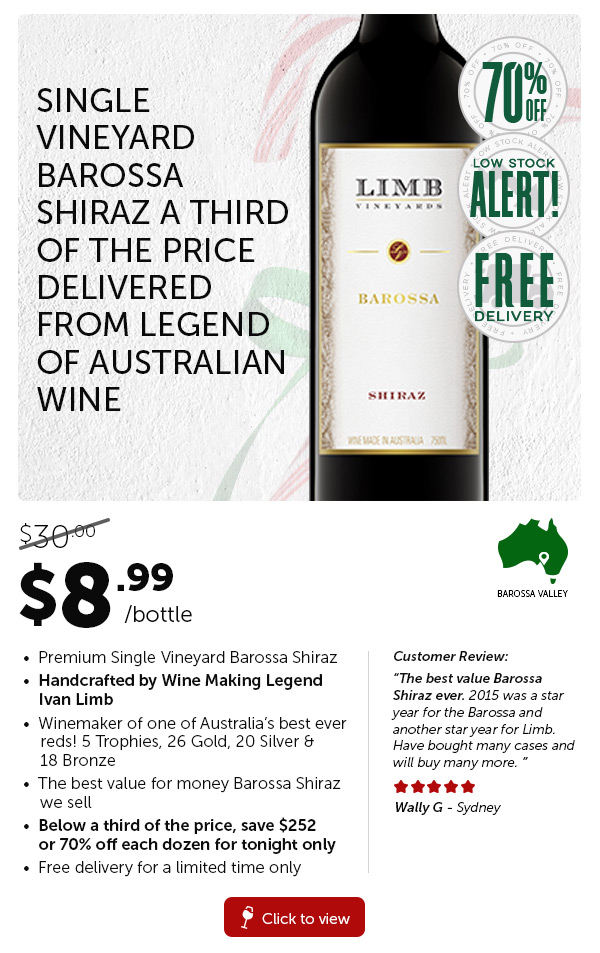 Ivan Limbs Gift THE LOWEST He Has Ever Sold. $9 Delivered Barossa Shiraz + New Chard & Rosé