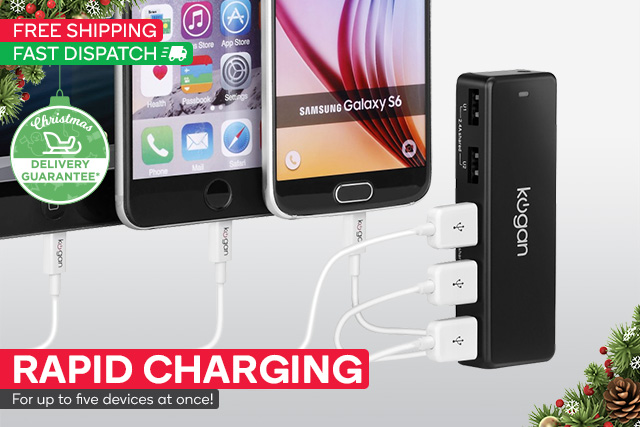 5-Port USB Rapid Charger $35 | 3pc Luggage Sets – Up to 25% OFF