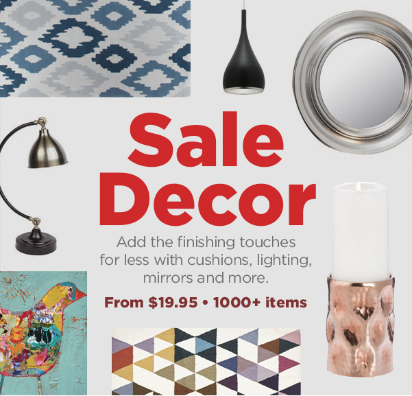 Decor deals from $19.95 – mirrors, lighting, cushions, clocks & more