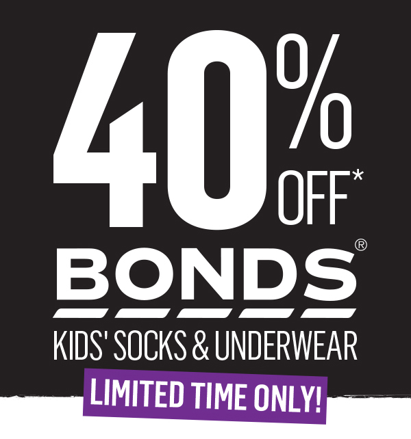 You can still get 40% OFF BONDS Kids’ Socks & Underwear
