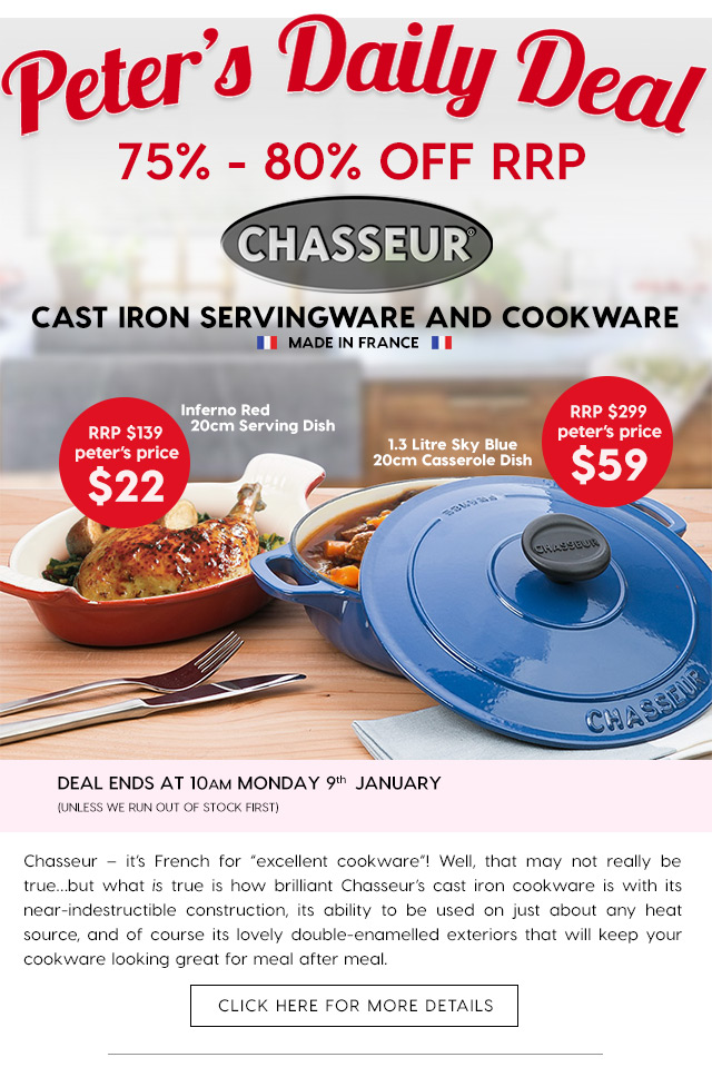 75% – 80% off Chasseur Cast Iron Servingware and Cookware