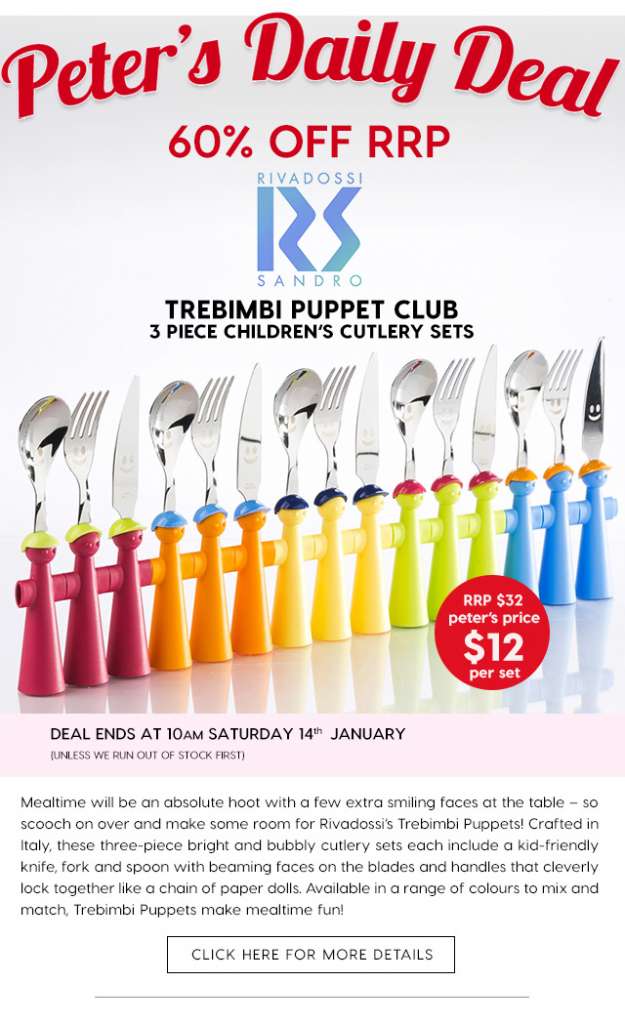 60% off Rivadossi Trebimi Puppet Club 3 Piece Children’s Cutlery Sets