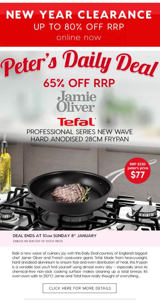 65% off Jamie Oliver for Tefal Professional Series 28cm New Wave Hard Anodised Frypan