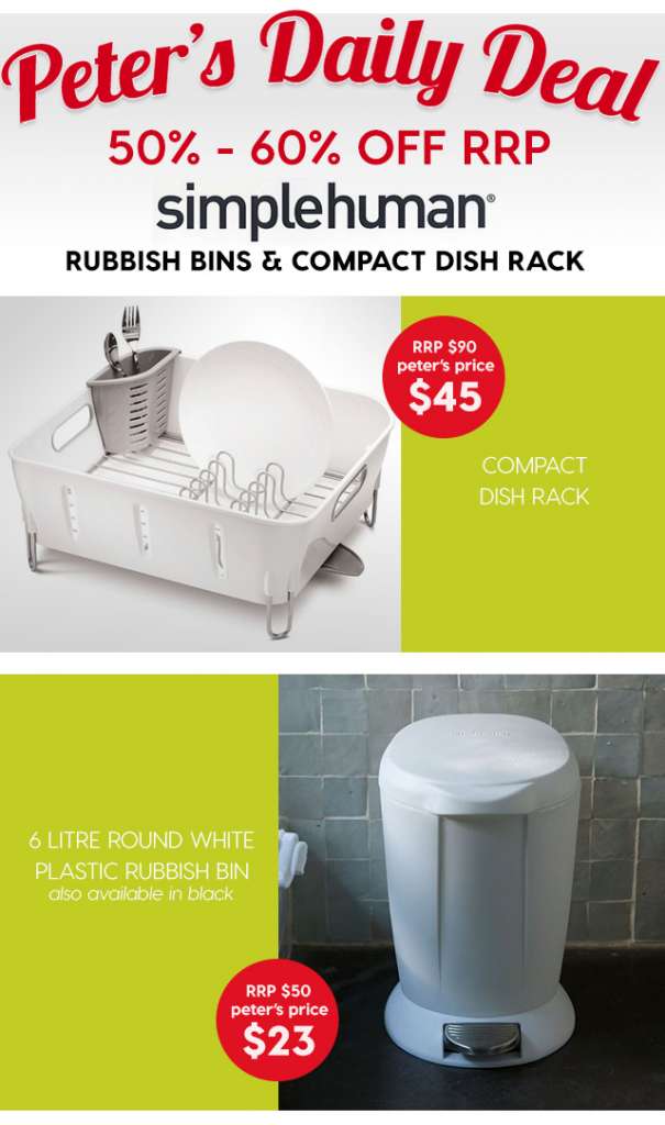 50% – 60% off Simplehuman Rubbish Bins & Compact Dish Rack