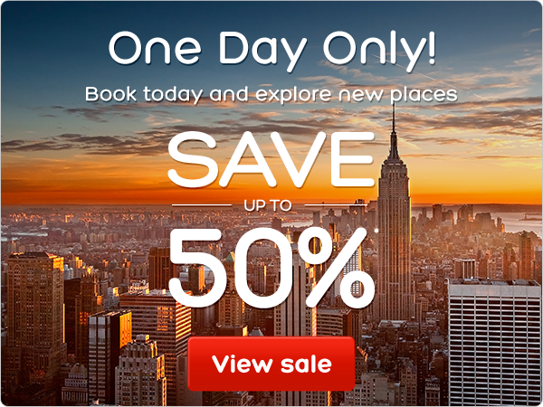 Save up to 50% – One Day Only!
