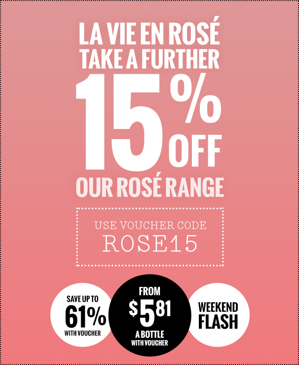 15% off voucher, Weekend flash. Think PINK!