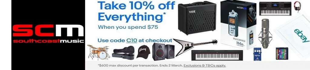 10% Off in SCMUSIC’s Ebay Store When You Spend over $75!