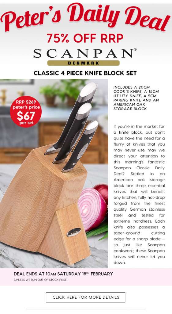 75% off Scanpan Classic 4 Piece Knife Block Set