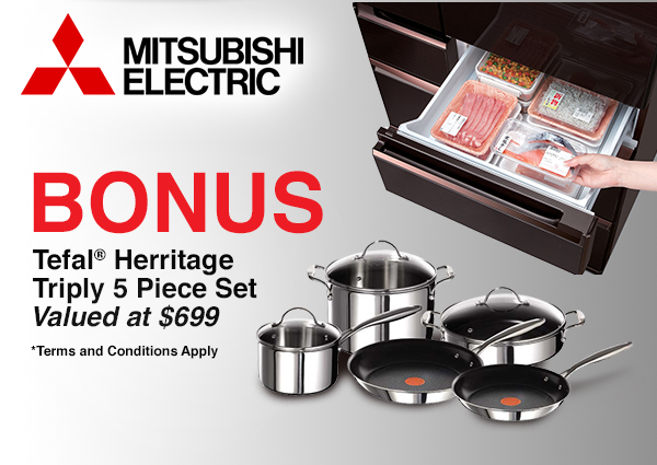 Bonus $699 Tefal Set on Selected Mitsubishi Multi Door Refrigeration