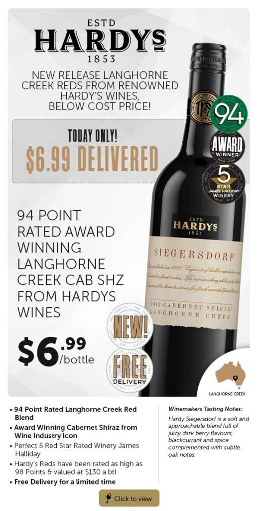 ICON ALERT: Est 1853 Hardy’s 94pt Red ONLY $6.99 | NZ Pinot Gris Highly Rated.