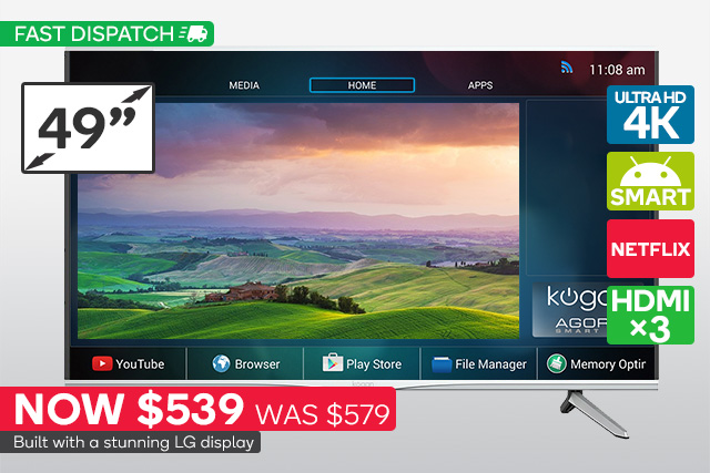 Kogan 49″ 4K Smart TV $539 (Was $579) – Built with an LG Panel!