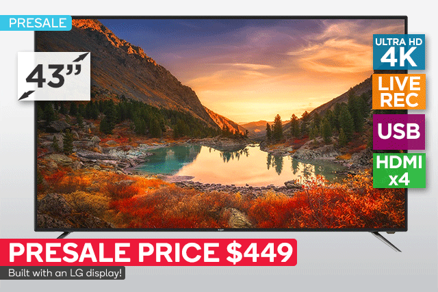 Big Screen 4K TVs from $449 + 28″ TVs from $229!