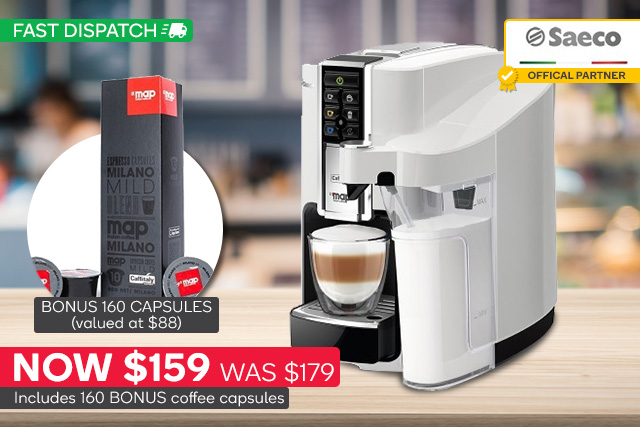 Saeco Coffee Capsule Machine NOW $159 + Bonus Capsules!