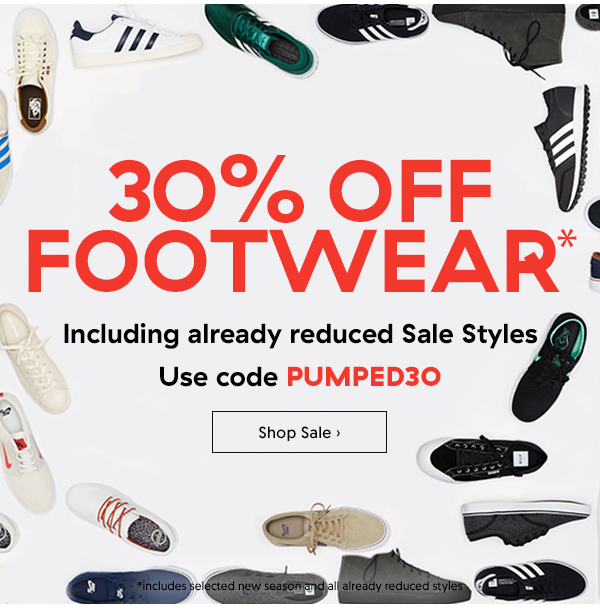 Kick Into Gear With 30% Off Selected Footwear!