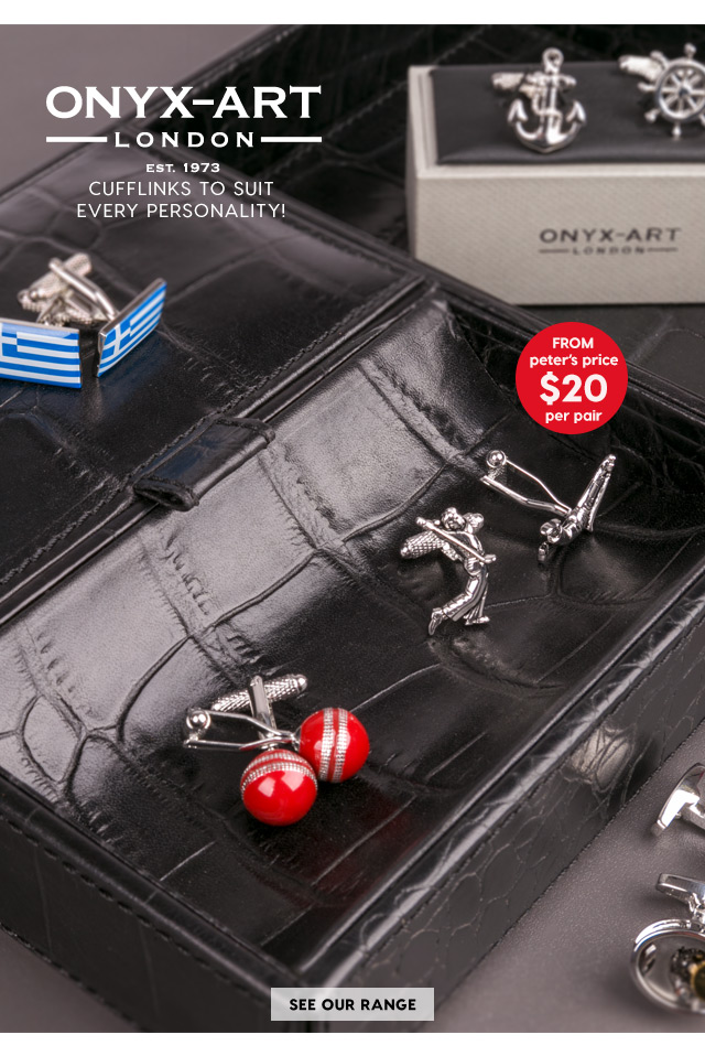 Wear your personality on your sleeve, with $20 Onyx-Art novelty cufflinks!