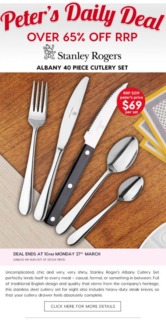 Over 65% off Stanley Rogers Albany 40 Piece Cutlery Set