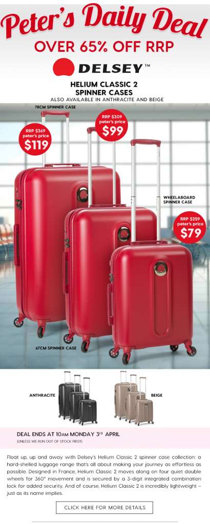 Over 65% off Delsey Helium Classic 2 Spinner Cases