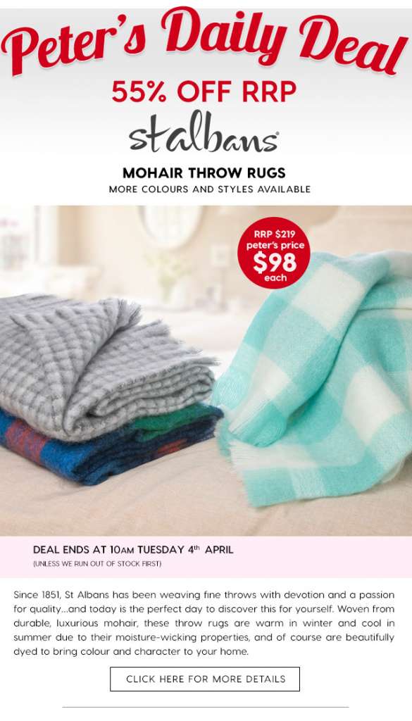 55% off St Albans Mohair Throw Rugs