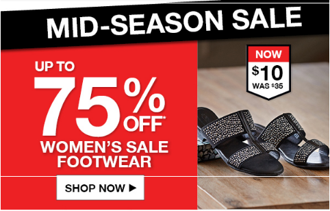 Unbelievable bargains! Up to 75% off WOMENS FOOTWEAR