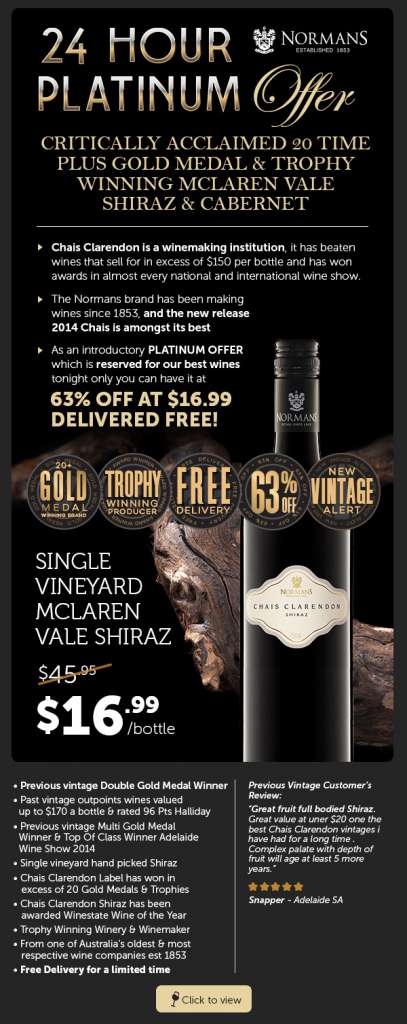 PLATINUM OFFER: 63% Off 20 Time Gold & Trophy Winning MVale Shiraz & Cab.