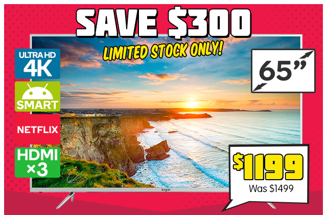 $300 OFF 65″ Smart 4K TV – Limited Stock