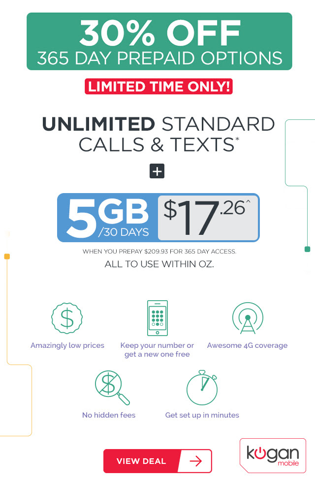 5GB + Unlimited Standard National Calls/Text for $17.26!