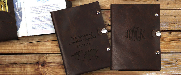 Customised Genuine Leather Passport Holders $19 for One or $37 for Two