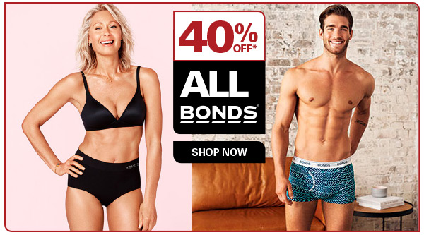 40% Off ALL Bonds including underwear & socks