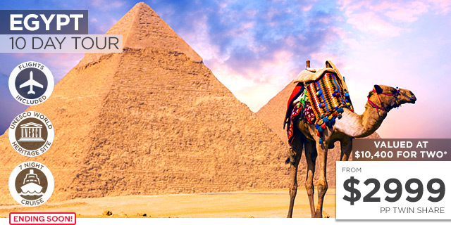 EGYPT: 10 Day Ancient Egypt Tour & Nile Cruise Including Flights for Two – $5,998