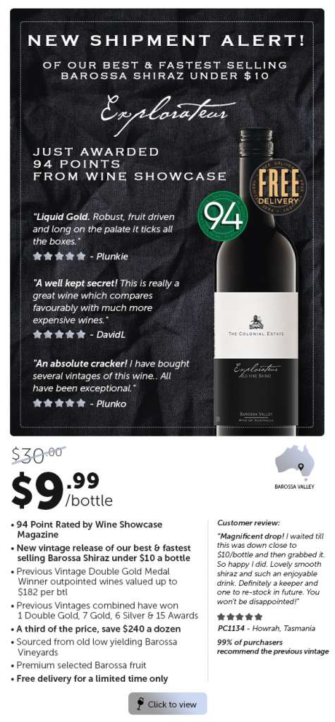 Trophy, Double Gold & 94 Point Rated Barossa Under $10 Delivered Fɾee